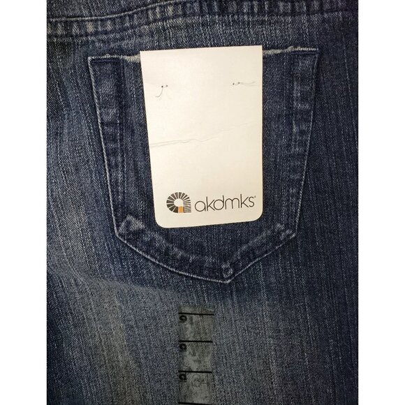 AKADEMIKS AKDMKS STAR LOGO Jean Sz 34 Logo Spell Out Boot Cut High Rise Blue NEW - Picture 8 of 12